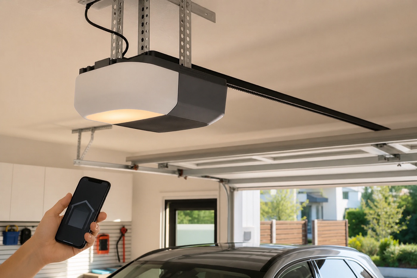 Modern belt-drive garage door opener: a quiet, Wi-Fi-connected upgrade controlled from your phone